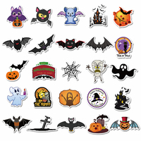 Personalizado de alta calidad impermeable Halloween Feliz Festival decoración brillante fantasma murciélago diablo vinilo troquelado pegatinas etiquetas