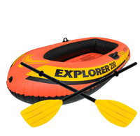 INTEX 58332 Explore 300 Set Perahu Karet Tiup untuk Memancing, Kayak 2 Orang Tahan Air untuk Sungai