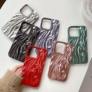 Coque de téléphone antichoc en TPU électroplaqué style Ins, motif crêpe de soie 3D couleur unie pour iPhone 16, 14/15 <span class=keywords><strong>Pro</strong></span> Max et 13 - Product Image 2