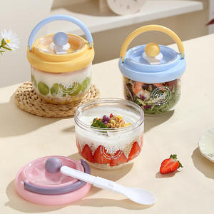 Tazón de yogur portátil Tree Land con tapa y cuchara, lonchera redonda para adultos, contenedor de alimentos reutilizable de 500 ml - Product Image 2