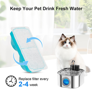 3.2L Stainless Steel Pet Water Dispenser Eco-Friendly Lithium Battery Wireless <b>Cat</b> Water <b>Feeder</b> Window Solid - Product Image 2