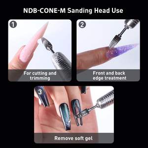 ชุดกำจัดยาทาเล็บเจลอย่างรวดเร็วสำหรับ Beautillux 3/32 ''คาร์ไบด์ปลายทังสเตน NDB-CONE-M สแตนเลสสำหรับทำเล็บมือและเล็บเท้า - Product Image 4