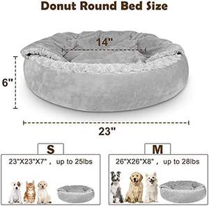 OEM invierno lujo <span class=keywords><strong>cachorro</strong></span> mascota cama 23 pulgadas Anti-ansiedad Donut madriguera cueva pequeño perro calmante antideslizante inferior máquina de cartón sólido - Product Image 2