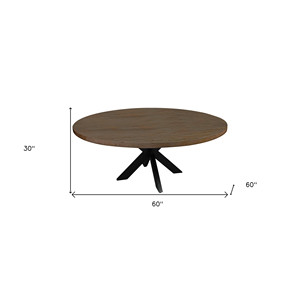 Tavolo da pranzo HMS 60 \ "con Base in legno massello naturale & nero arrotondato e piedistallo in ferro naturale e nero - Product Image 4