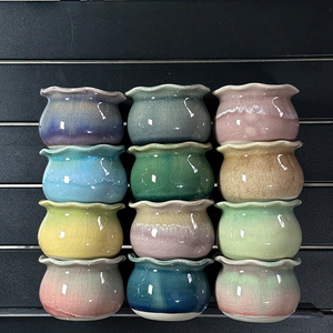 Pot à succulentes en céramique de style jardin, ensemble de pots de fleurs mignons, pots de fleurs en céramique en gros, pot fait main - Product Image 2