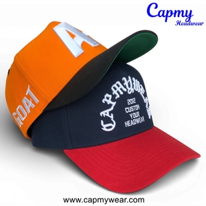 Casquette de baseball brodée sur mesure bicolore orange et noir, modèle designer Gorras ajusté à 5 panneaux pour homme, vente en gros - Product Image 3