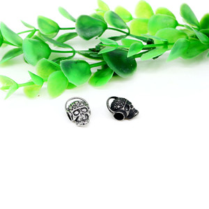 Separador de cuentas con diseño de calavera y auriculares retro de acero inoxidable para la fabricación de pulseras, accesorios de joyería de forma irregular - Product Image 2