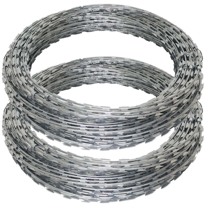 HDG Concertina Razor Wire 710mm Coil 2.0mm Iron Barbed Wire with Clips ...