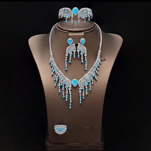 New 4-piece Bridal Wedding Jewelry Set, <b>Cubic</b> <b>Zirconia</b>, Luxury Women's Jewelry, Women's Wedding Party Accessories S-0122 - Product Image 1