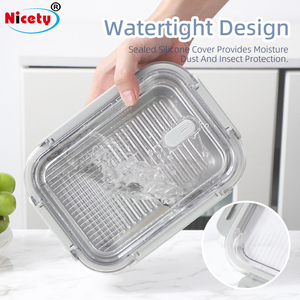 קופסת אוכל רב-תכליתית ניתנת לערום, מפלדת אל-חלד 304 בדרגת מזון, עם מכסה שקוף מפוליקרבונט. - Product Image 2