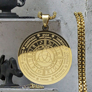 Collier en acier inoxydable plaqué or 18 carats avec nœud de sorcière géométrique sacrée Collier Offre Spéciale nœud celtique Bijoux de yoga chanceux - Product Image 5