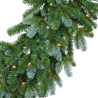 Guirlande de Noël pré-éclairée de haute qualité avec lumières LED blanc chaud, guirlande de Noël artificielle pour la décoration des fêtes