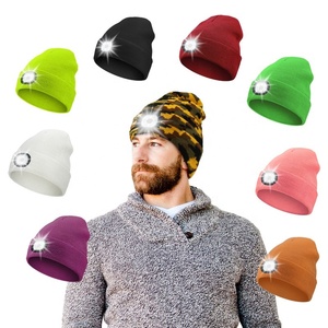 Wason Unisex <span class=keywords><strong>Led</strong></span> đầu đèn Beanie USB có thể sạc lại tay miễn phí 4 <span class=keywords><strong>Led</strong></span> Đèn Pha cap mùa đông dệt kim đêm thắp sáng hat đèn pin - Product Image 2