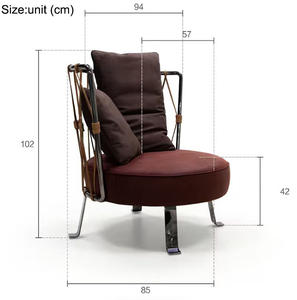 Contemporary Living Room Sofa Leisure Chair Stainless Steel <b>Frame</b> Apartment Hotel Armless Sofa Chairs Customizable Colors - Product Image 6