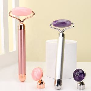 Masajeador VIBRADOR ELÉCTRICO de cuarzo rosa, <span class=keywords><strong>rodillo</strong></span> de Jade, herramientas faciales, venta al por mayor de fábrica, <span class=keywords><strong>Amazon</strong></span> - Product Image 4