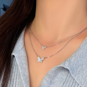 Colliers en zircone cubique micro-pavés, plaqués or, pendentif papillon tendance, bijoux pour femmes - Product Image 6