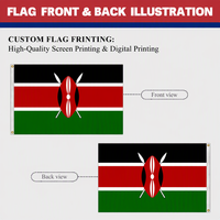Drapeau national personnalisé du Kenya, drapeau imprimé en polyester, drapeau de la Journée nationale, drapeau d'élection, impression de drapeaux avec logo, impression personnalisée
