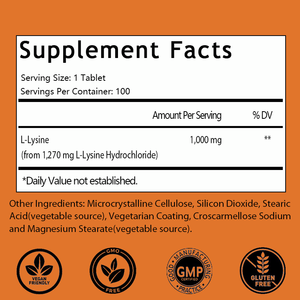 OEM/ODM Vente chaude de suppléments de L-lysine (chlorhydrate de L-lysine) 1000 mg, soutient la synthèse du collagène et l'immunité, acide aminé - Product Image 2