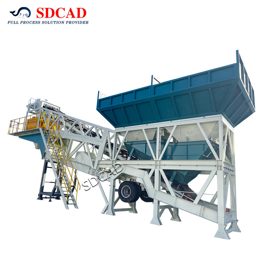 Machine Batching And Mixing Compact Mobile Concrete Batching Plant 35m3/h Wheeled Mixing Station ...