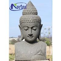 Sculpture en pierre naturelle décorative pour jardin extérieur, taille réelle, tête de bouddha en marbre et calcaire, sculpture à vendre