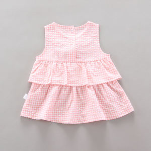 Proveedor Chino de Alibaba, Ropa de Verano para Bebés, Bonito Traje sin Mangas a Cuadros Rosa, Estilo Coreano, para Niña - Product Image 4