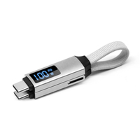 Mini Cable USB para Llavero, 3 en 1, Cable de Carga Magnético con Pantalla LED, Cargador Rápido PD de 100W, Cable OTG de Aleación de Aluminio para Todos los Teléfonos