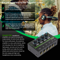 Récepteur et amplificateur audio professionnel pour l'ajustement des moniteurs de studio d'enregistrement, stéréo, 4 canaux, amplificateur casque Hi-Fi HA400
