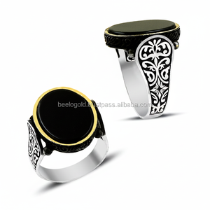 925K Sterling Silver Onyx Men <b>Ring</b> - Product Image 2