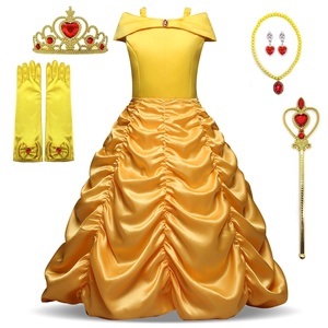 green emerald velvet dress Disney Women's Belle Costume Dress - Beauty and the Beast Premium Yellow  Ball Gown with Gloves for Halloween Cosplay S : Clothing, Shoes & Jewelry main image 1