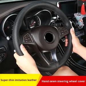 Funda Universal <span class=keywords><strong>para</strong></span> Volante <span class=keywords><strong>de</strong></span> Coche <span class=keywords><strong>de</strong></span> <span class=keywords><strong>Cuero</strong></span> Artificial, Cosida a Mano, Funda <span class=keywords><strong>para</strong></span> Volante Cosida a Mano, 38 cm - Product Image 3
