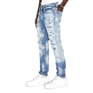 AeeDenim Custom OEM LOGO Tektonik Jeans skinny à forte décoloration et coupe Signature en denim extensible pour hommes - Product Image 3