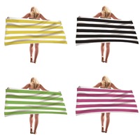 Extra Large Tropical Striped Microfiber Beach Towel-Super Soft Thick Terry