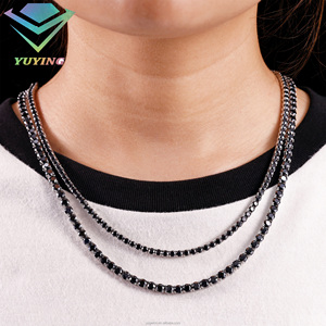 จัดส่งรวดเร็ว สร้อยเทนนิสโมอิสซาไนต์สี D ระดับ VVS ขนาด 2-6.5 มม. สีดำ สีขาว รับรองโดย GRA เงินแท้ 925 สไตล์ฮิปฮอป สร้อยคอและกำไลข้อมือ - Product Image 2