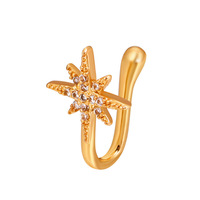 Mode coeur étoile Zircon Faux Piercing bijoux nez manchettes Clip sur charnière or nez anneaux pour les femmes