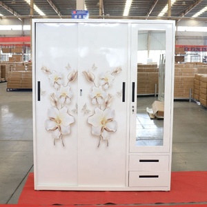 Tres muebles de gabinete de acero de impresión dormitorio <span class=keywords><strong>espejo</strong></span> ropa armario 3 puertas armario de metal almirah diseños <span class=keywords><strong>con</strong></span> <span class=keywords><strong>precio</strong></span> almirah - Product Image 3