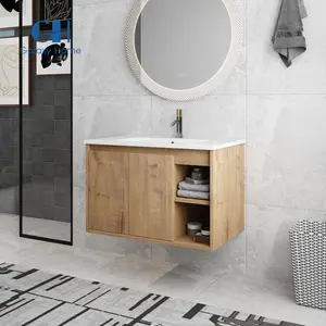 Nuovo arrivo salvaspazio vanità con luce Led specchio in granito lavandino bagno mobile per interni
