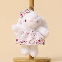 En gros, Porte-clés pendentif lapin en peluche floral mignon, personnalisé, doux, type mascotte, jouet animal en peluche pour cadeau de mariage
