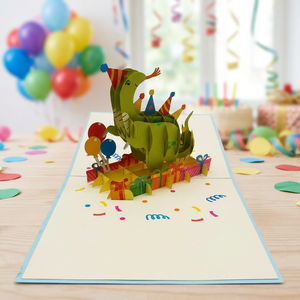Carte pop-up 3D dinosaure pour Thanksgiving et anniversaire, carte en papier découpée à l'emporte-pièce motif animal de dessin animé, cadeau pour enfants, décoration de fête, impression offset - Product Image 4
