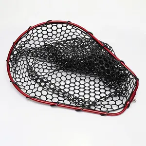 Custom Silica Gel Netting Monofilament Double Telescopic Fly Fish Fishing Landing Net Folding Hand Landing Net