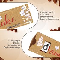 Housses en feutre personnalisées pour barres chocolatées 14 x 5 cm – Housse cadeau réutilisable en feutre pour carte de remerciement, motivation d'équipe, Saint-Valentin