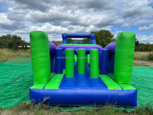 Grand parcours d'obstacles gonflable avec toboggan, château gonflable, jeu interactif extérieur, course d'obstacles gonflable pour enfants et adultes - Product Image 6