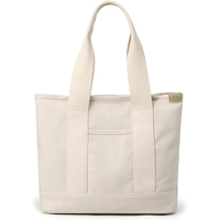 Sac fourre-tout écologique avec logo personnalisé pour grandes femmes grand sac à bandoulière tendance pour femmes sac fourre-tout en toile uni avec fermeture éclair