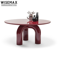 WISEMAX MÖBEL Großhandel Restaurant möbel Bogen Design Heller roter Buchenholz runder Esstisch für Esszimmer