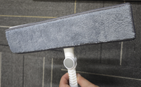Essuie-glace télescopique avec long manche en acier inoxydable, chiffon en microfibre et raclette en caoutchouc pour le nettoyage des fenêtres, du verre et des douches