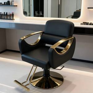 Chaise de salon en cuir - Chaise de barbier réglable pour salons de coiffure - Product Image 1