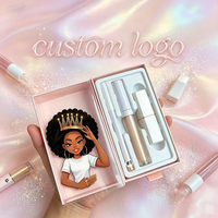 En gros, Ensemble de maquillage végan DIY personnalisé avec gloss et crayon à lèvres à nœud rose doré, mignon, pour marque privée