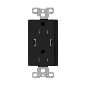 OSWELL 20A Wall Outlet USB-A+Type-C Quick Charger PD 36W QC 3.0 PD 2.0 USB Tamper Resistant Receptacle With Wallplate