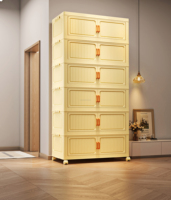 Panier de rangement pliable et empilable en plastique pour armoire
