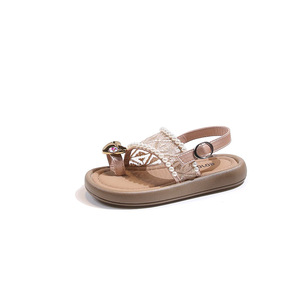 Sandales pour filles, antidérapantes, à semelle souple, style princesse, avec perles, chaussures d'été pour la plage, sandales plates, plage - Product Image 4
