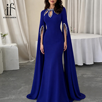 Robe de soirée moulante longue de luxe personnalisée pour femme, ornée de cristaux bleus, idéale pour mariage et bal de promo, marque privée
